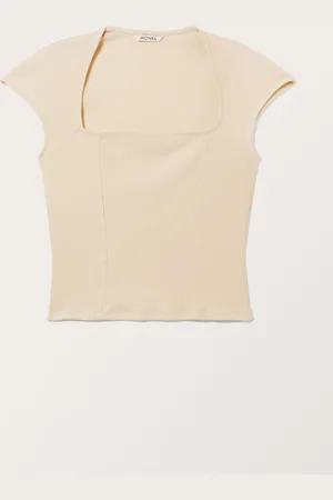 Monki Ribbed Square Neck Top
