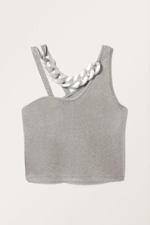 Monki Cropped Knitted Metallic Top