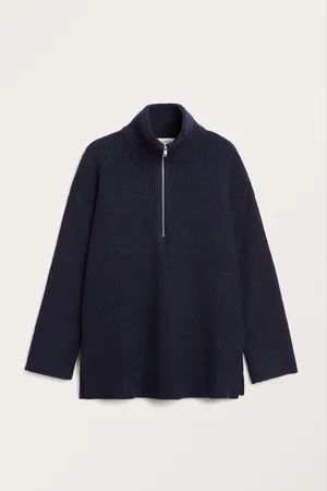 Monki Long half zip knit sweater