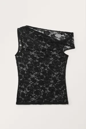 Monki One-shoulder Lace Tank Top
