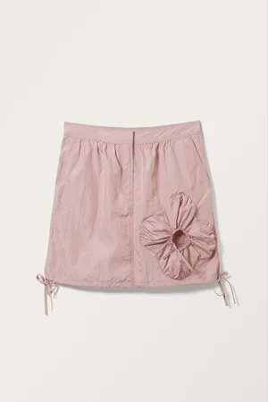 Monki Low Flower Detailed Mini Nylon Skirt