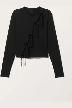 Monki Long Sleeve Tie Top