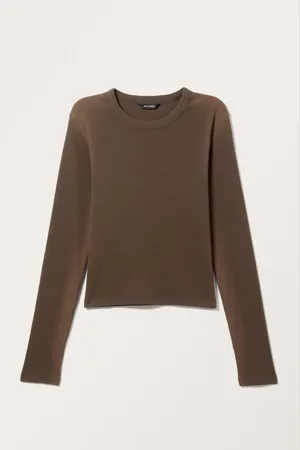 Monki Ribbed Contrasting Long Sleeve Top