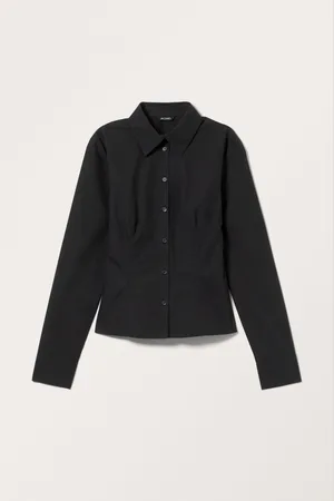 Monki Fitted Long Sleeve Poplin Shirt