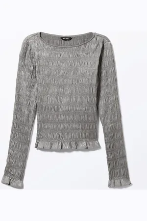 Monki Frilled Smocked Boatneck Top