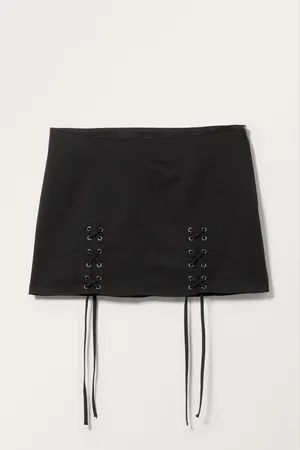 Monki Low Lace Up Mini Suiting Skirt