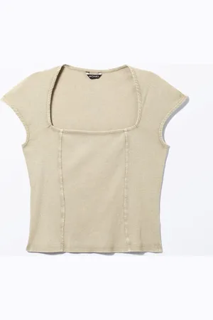 Monki Ribbed Square Neck Top