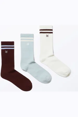 Monki 3-pack Striped Embroidered Socks