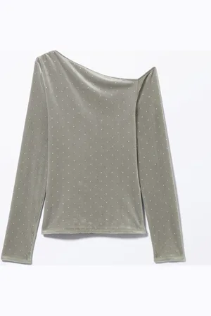 Monki Long-Sleeved Asymmetric Cotton Top