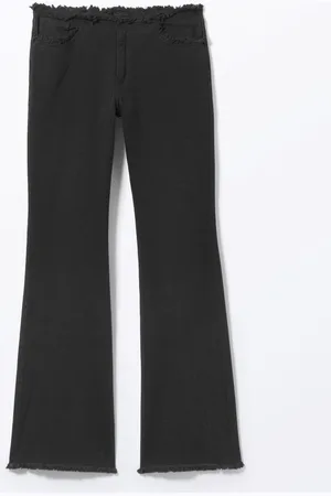 Monki Frayed Low Waist Twill Trousers