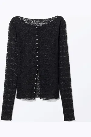 Monki Sheer Lace Boat-neck Cardigan