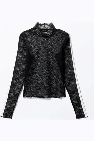 Monki Long-Sleeved Mock-Turtleneck Lace Top