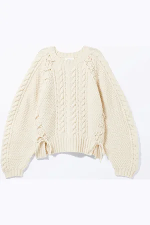 Monki Cable-Knit Lace-up Sweater