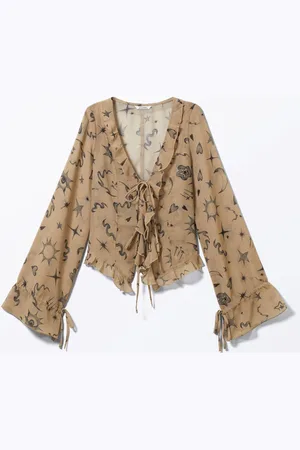 Monki Sheer Chiffon Tie Blouse