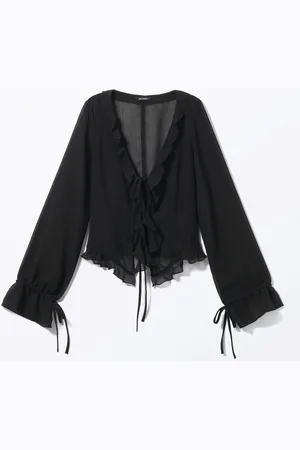 Monki Sheer Chiffon Tie Blouse