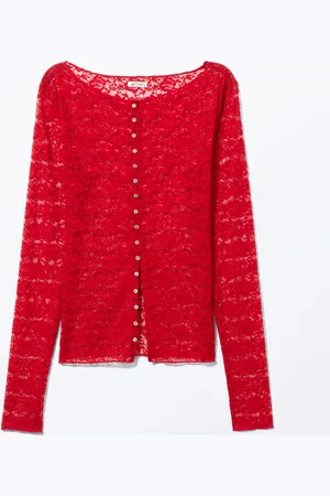 Monki Sheer Lace Boat-neck Cardigan