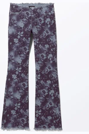 Monki Frayed Low Waist Twill Trousers