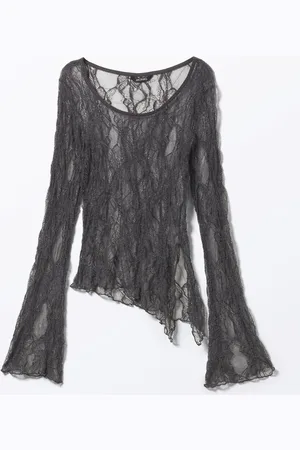 Monki Flare-Sleeved Nylon Lace Top