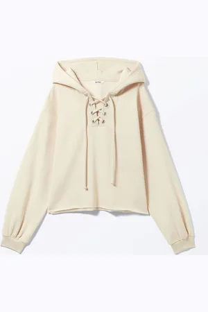 Monki Cropped Lace-up Hoodie