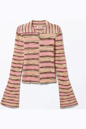 Monki Flare-Sleeved Rib-Knitted Cardigan