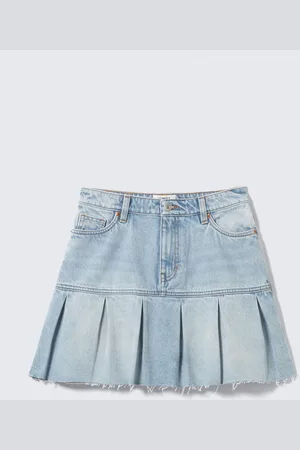Monki Pleated Mini Denim Skirt