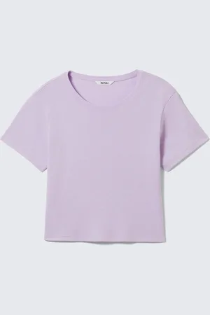 Monki Cropped Fitted Cotton T-Shirt
