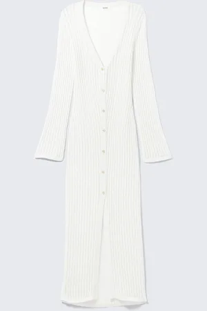 Monki Open-Knit V-neck Maxi Cardigan
