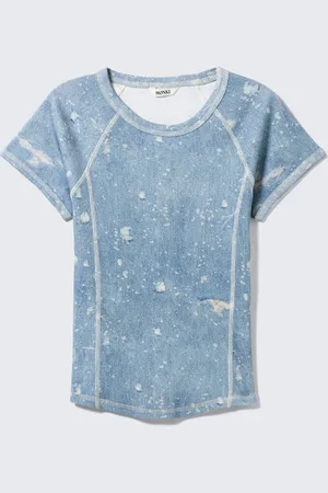Monki Contrast Stitch Fitted T-Shirt