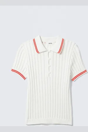 Monki Knitted Short-Sleeved Cotton Polo Top