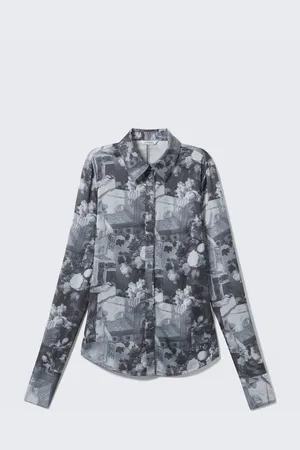 Monki Slim Fit Printed Button-Up Shirt