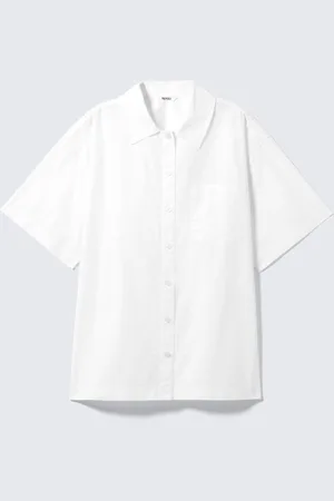 Monki Oversized Short-Sleeved Cotton Poplin Shirt