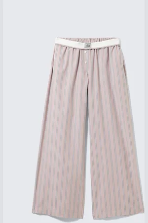 Monki Wide-Leg Cotton Twill Trousers