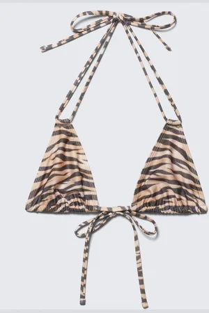 Monki Printed Triangle Halter Bikini Top