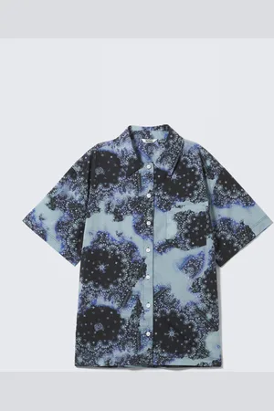 Monki Oversized Short-Sleeved Cotton Poplin Shirt