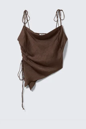 Monki Asymmetric Satin Strap Top