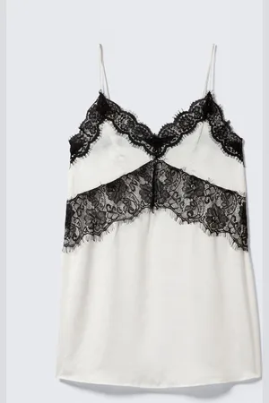 Monki Lace-Trim A-line Mini Slip Dress