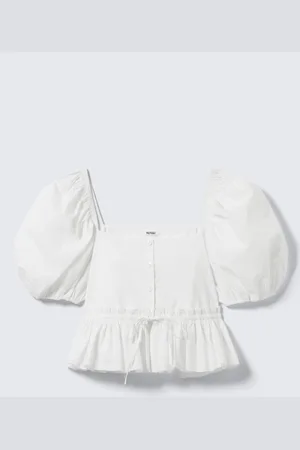 Monki Peplum Cotton Poplin Blouse