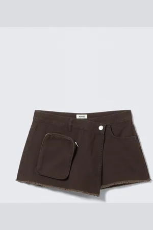 Monki Asymmetric Cotton Twill Wrap Skort