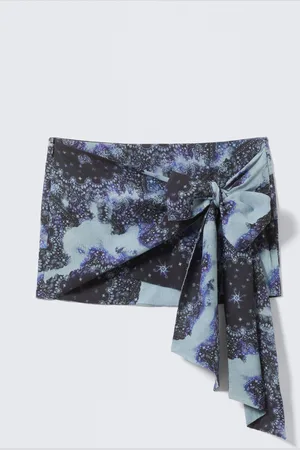 Monki Low Rise Printed Wrap Skirt