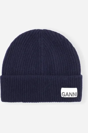 Ganni Light Structured Rib Knit Beanie - Peacoat