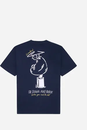 Woodbird Baine Pose Tee - Navy Blazer