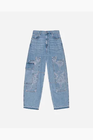Ganni Broderie Anglaise Denim Carpenter Jeans - Light Blue Stone