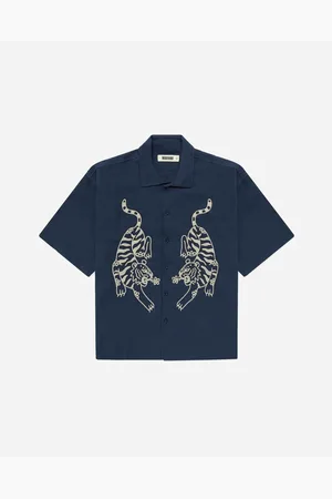 Woodbird Wang Tiger Shirt - Navy