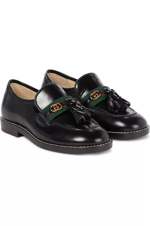 Gucci GG and web leather loafers