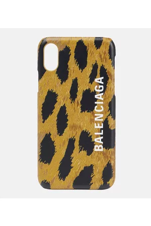 Balenciaga Kvinder Mobil Covers - Leopard-print leather iPhone X case
