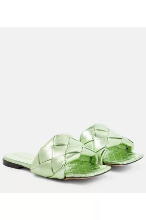 Bottega Veneta Kvinder Sandaler - Lido metallic leather flat sandals