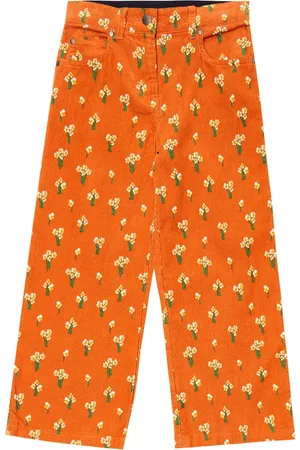 Stella McCartney Kvinder Kassebukser - Floral wide cotton corduroy pants