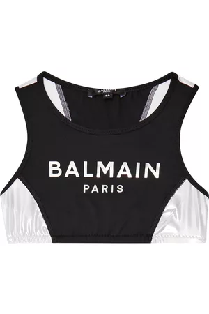 Balmain Logo printed sports crop top