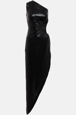 Norma Kamali Sunburst cutout one-shoulder lamÃ© gown