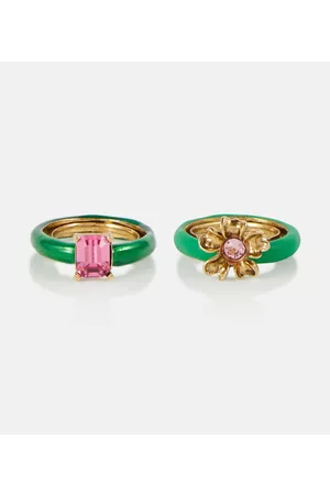 Oscar de la Renta Set of two rings with crystals
